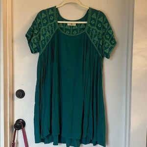 Natural Life Embroidered Sophie Top tunic mini dress green medium